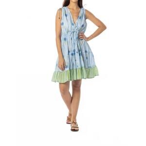 NEW BINDU allegra floral tiered mini dress in blue marigold
